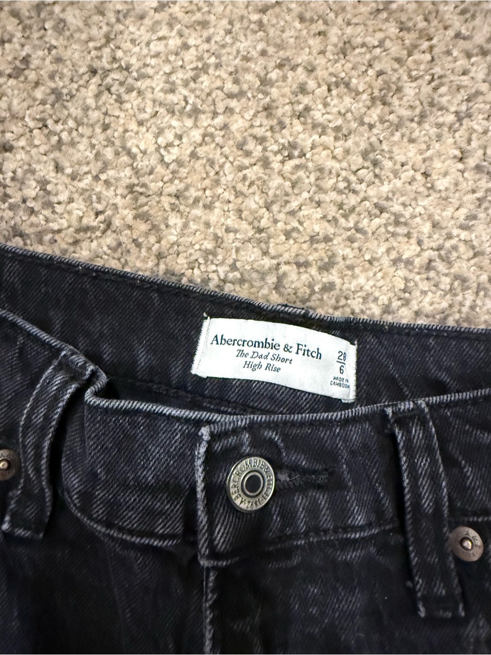Abercrombie & Fitch Dark Wash Black Denim High-Rise Shorts - Picture 2 of 5